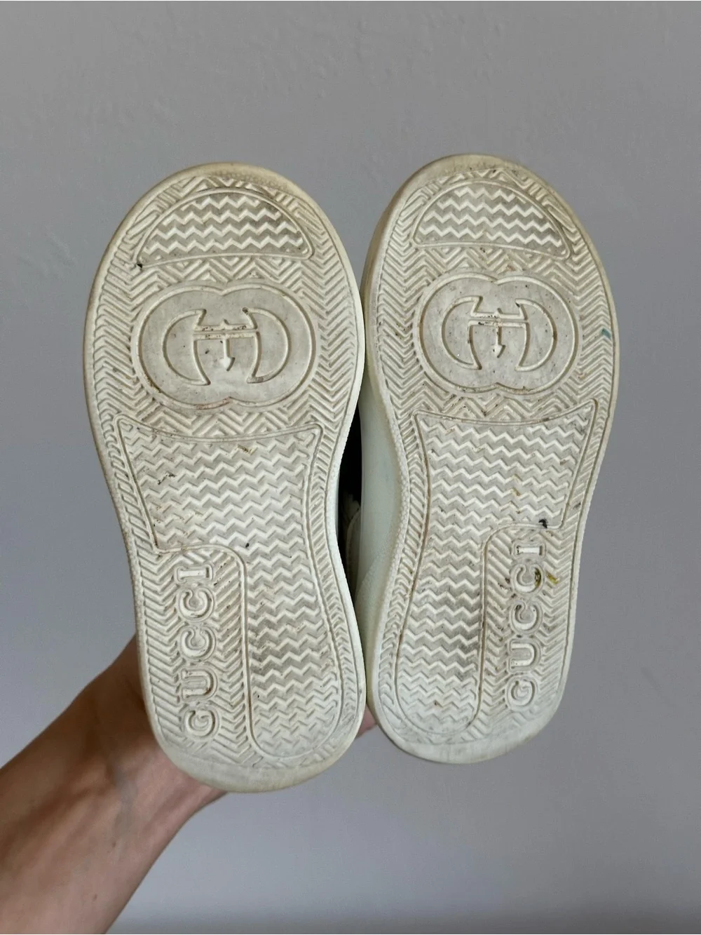 Gucci Ace Kids Screener Sneakers EU 25 White Leather Web Red And Green Stripe